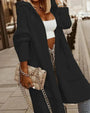 Damen Langer Kapuzen-Cardigan für Herbst und Winter-Schwarz-S-Luzern Mode
