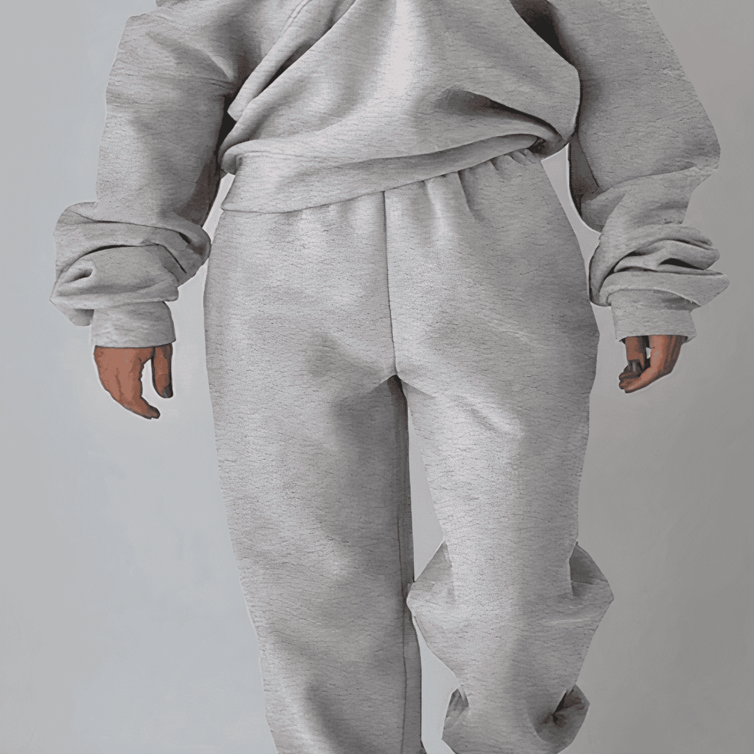 Damen Jogginganzug mit Reißverschluss - Bequemer Freizeitanzug-Grau-S-Luzern Mode