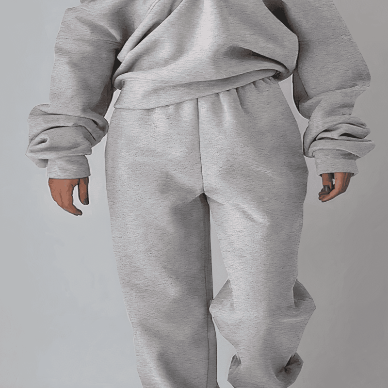 Damen Jogginganzug mit Reißverschluss - Bequemer Freizeitanzug-Grau-S-Luzern Mode