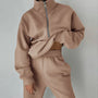 Damen Jogginganzug mit Reißverschluss - Bequemer Freizeitanzug-Khaki-S-Luzern Mode