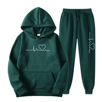 Herzschlag Hoodie und Jogginghose Set für Damen und Herren-Grün-S-Luzern Mode