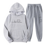 Herzschlag Hoodie und Jogginghose Set für Damen und Herren-Hellgrau-S-Luzern Mode