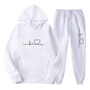 Herzschlag Hoodie und Jogginghose Set für Damen und Herren-Weiß-S-Luzern Mode