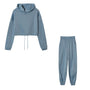 Damen Trainingsanzug mit Kapuze - Sportlicher Zweiteiler-Blau-S-Luzern Mode