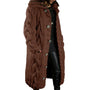 Damen Strickmantel mit Kapuze und Knopfleiste - Wintermode-Braun-S-Luzern Mode