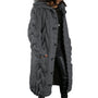 Damen Strickmantel mit Kapuze und Knopfleiste - Wintermode-Dunkelgrau-S-Luzern Mode