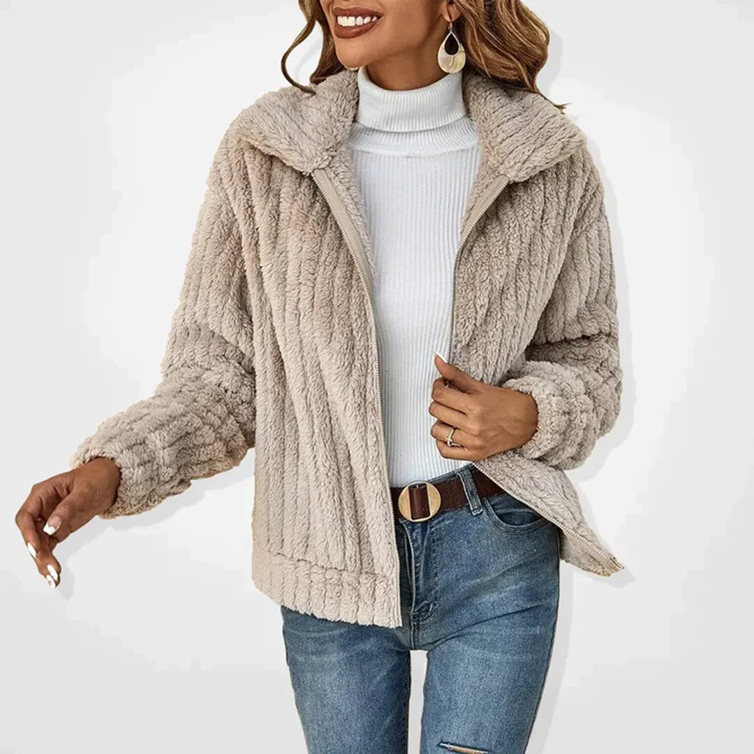 Damen Fleecejacke mit Reißverschluss für Herbst/Winter-Apricot-S-Luzern Mode