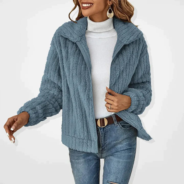 Damen Fleecejacke mit Reißverschluss für Herbst/Winter-Blau-S-Luzern Mode