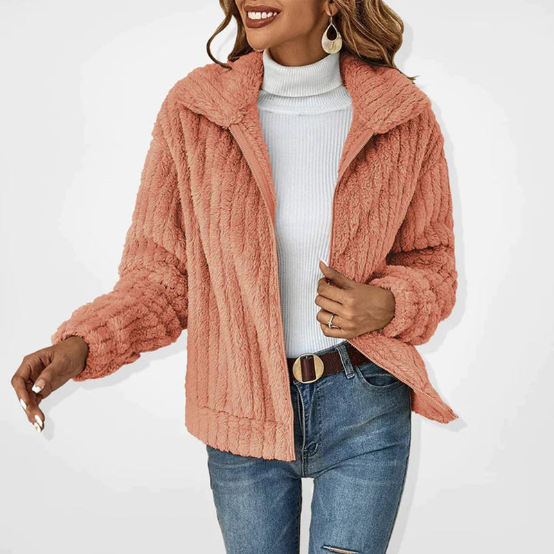Damen Fleecejacke mit Reißverschluss für Herbst/Winter-Rosa-S-Luzern Mode