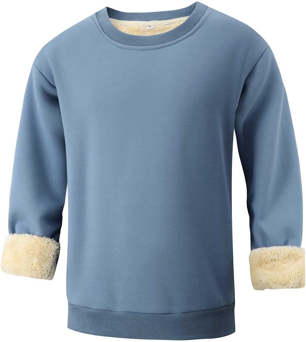 Herren Fleece Pullover Winter Warm Sweatshirt Langarm-Blauw-S-Luzern Mode