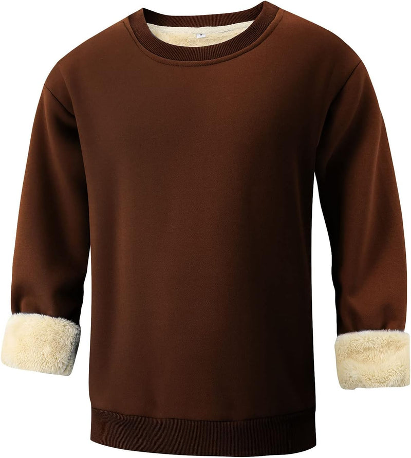 Herren Fleece Pullover Winter Warm Sweatshirt Langarm-Bruin-S-Luzern Mode