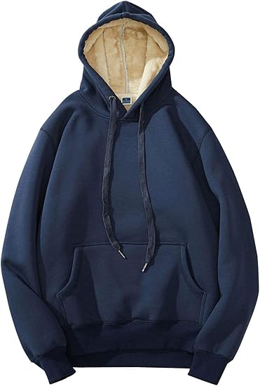 Herren Fleece Pullover Winter Warm Sweatshirt Langarm-Donkerblauw Hoodie-S-Luzern Mode