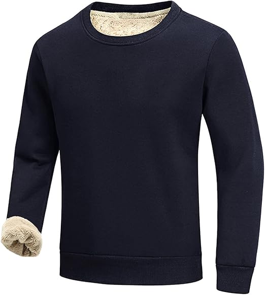 Herren Fleece Pullover Winter Warm Sweatshirt Langarm-Donkerblauw-S-Luzern Mode