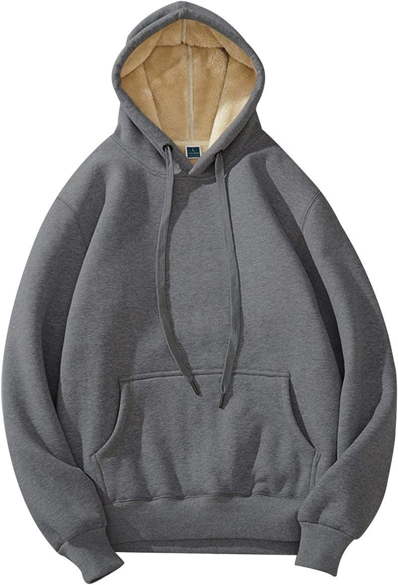 Herren Fleece Pullover Winter Warm Sweatshirt Langarm-Donkergrijs Hoodie-S-Luzern Mode