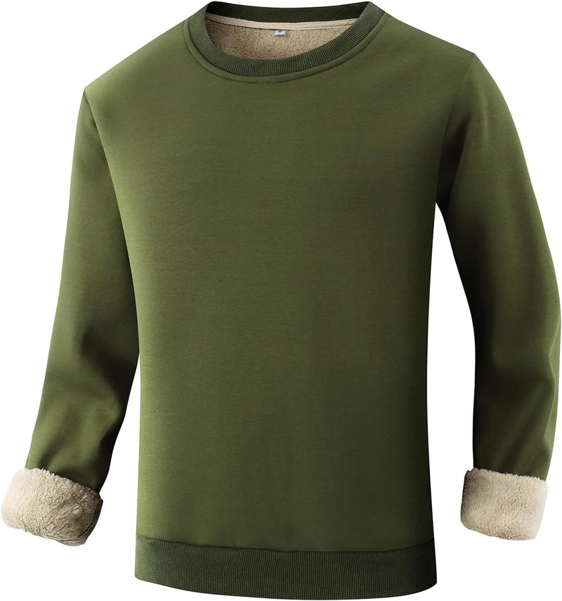 Herren Fleece Pullover Winter Warm Sweatshirt Langarm-Donkergroen-S-Luzern Mode