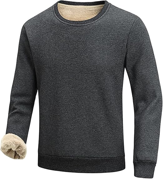 Herren Fleece Pullover Winter Warm Sweatshirt Langarm-Grijs-S-Luzern Mode