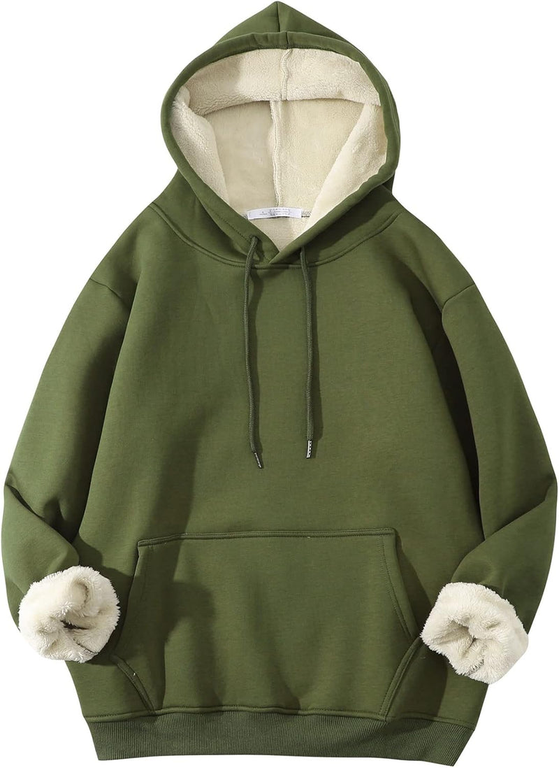 Herren Fleece Pullover Winter Warm Sweatshirt Langarm-Groen Hoodie-S-Luzern Mode