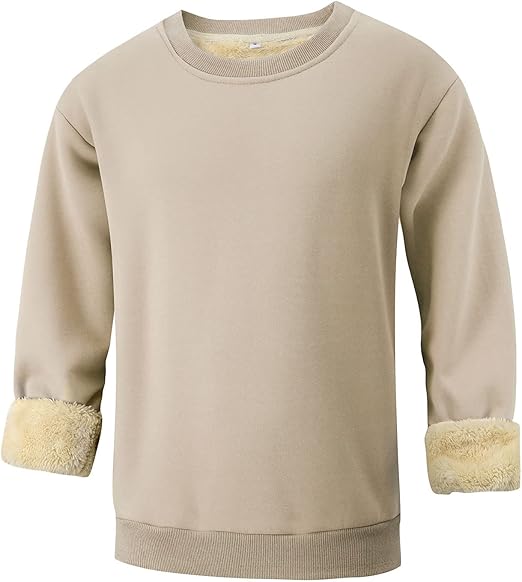 Herren Fleece Pullover Winter Warm Sweatshirt Langarm-Khaki-S-Luzern Mode