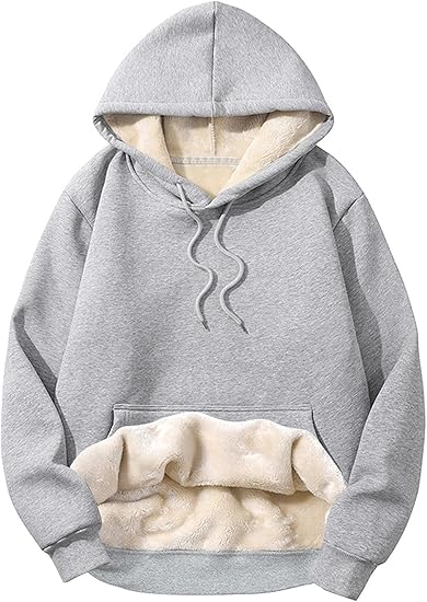 Herren Fleece Pullover Winter Warm Sweatshirt Langarm-Lichgrijs Hoodie-S-Luzern Mode