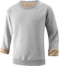 Herren Fleece Pullover Winter Warm Sweatshirt Langarm-Lichtgrijs-S-Luzern Mode