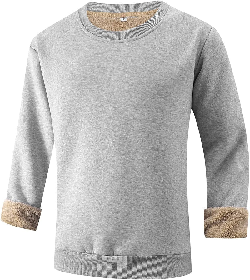 Herren Fleece Pullover Winter Warm Sweatshirt Langarm-Lichtgrijs-S-Luzern Mode
