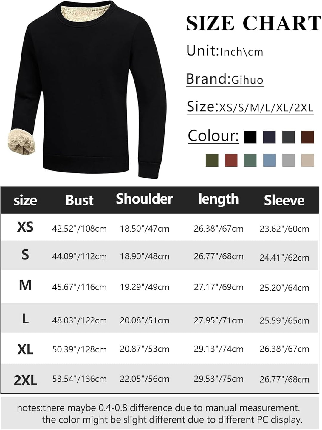 Herren Fleece Pullover Winter Warm Sweatshirt Langarm-Luzern Mode