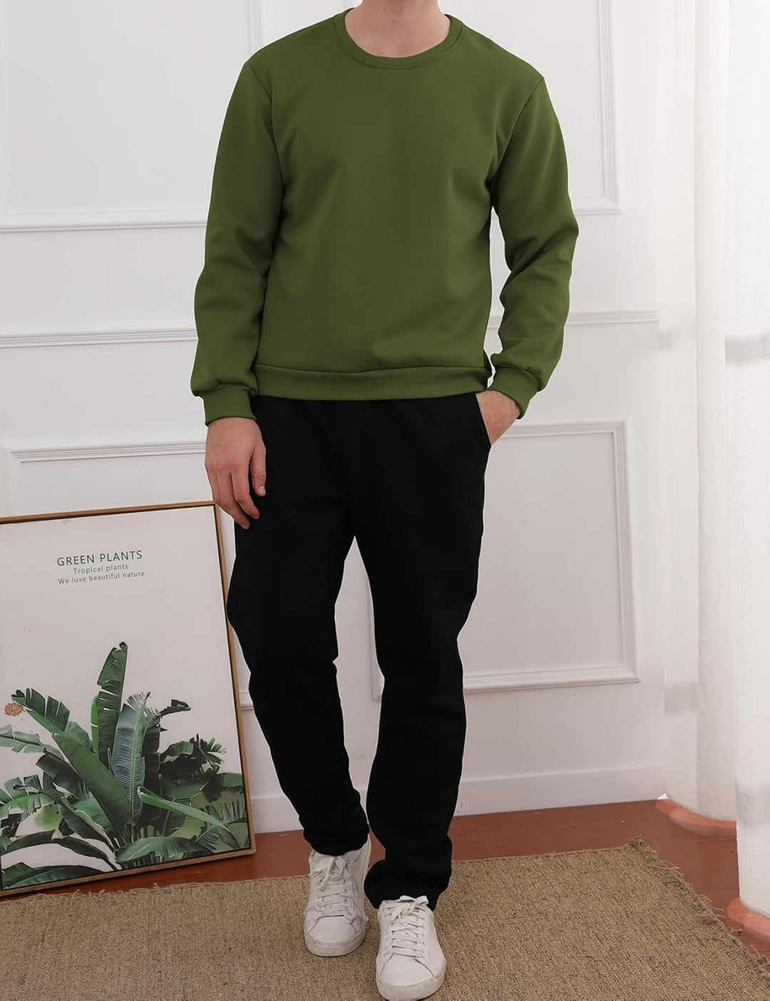 Herren Fleece Pullover Winter Warm Sweatshirt Langarm-Luzern Mode