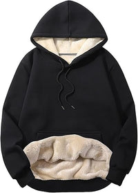 Herren Fleece Pullover Winter Warm Sweatshirt Langarm-Zwart Hoodie-S-Luzern Mode