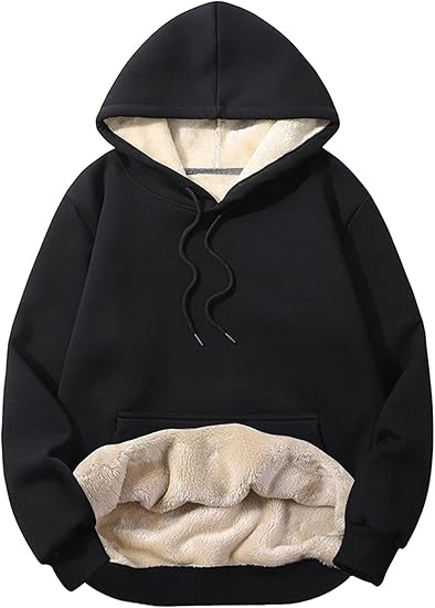 Herren Fleece Pullover Winter Warm Sweatshirt Langarm-Zwart Hoodie-S-Luzern Mode