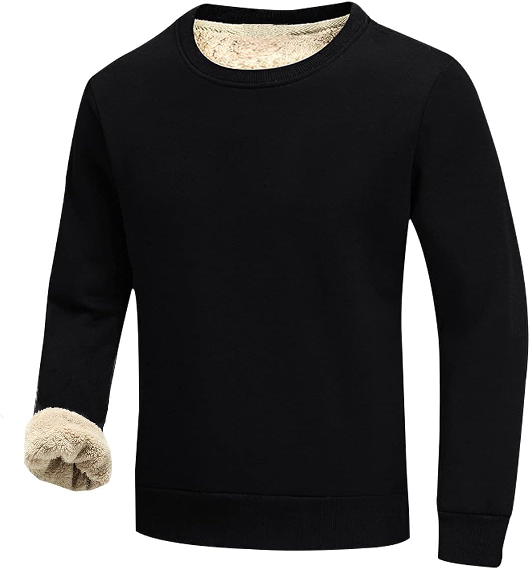 Herren Fleece Pullover Winter Warm Sweatshirt Langarm-Zwart-S-Luzern Mode