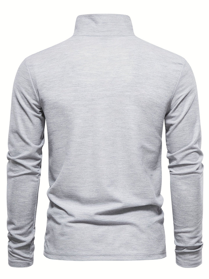 Herren Langarm Poloshirt mit Stickerei und Knopfleiste-Luzern Mode