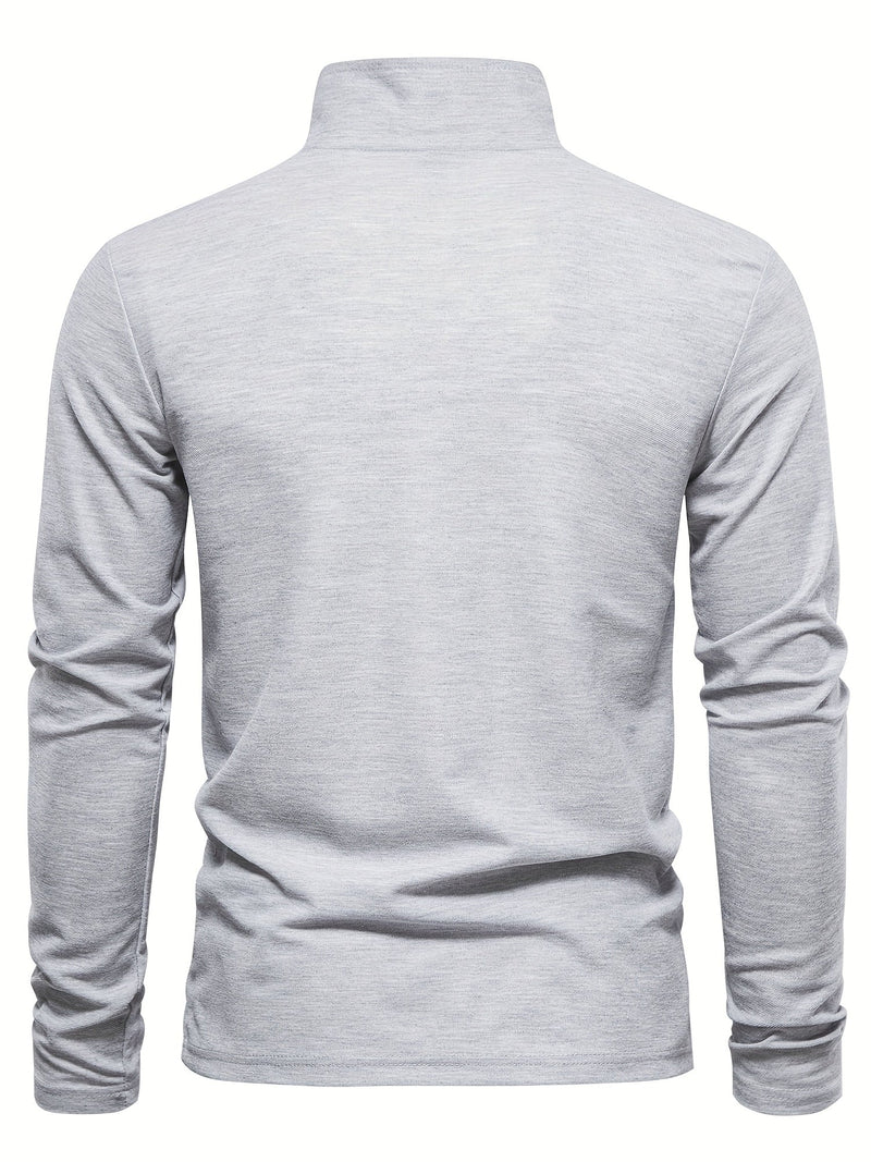 Herren Langarm Poloshirt mit Stickerei und Knopfleiste-Luzern Mode