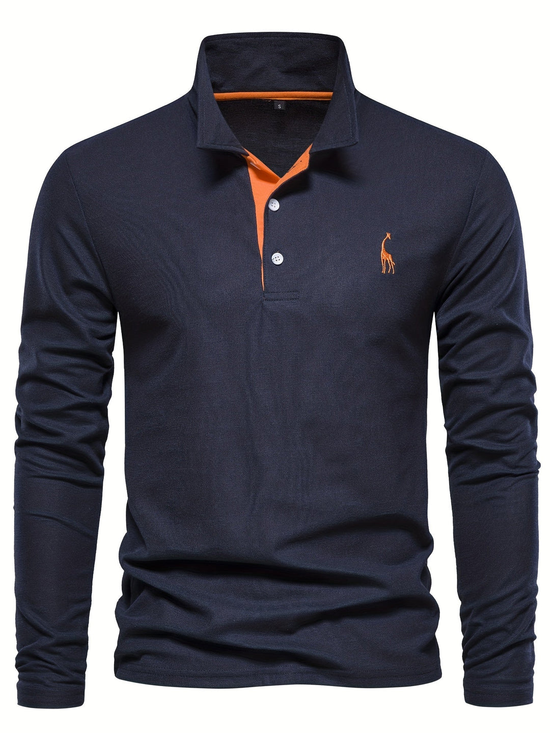 Herren Langarm Poloshirt mit Stickerei und Knopfleiste-Luzern Mode