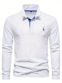 Herren Langarm Poloshirt mit Stickerei und Knopfleiste-Luzern Mode