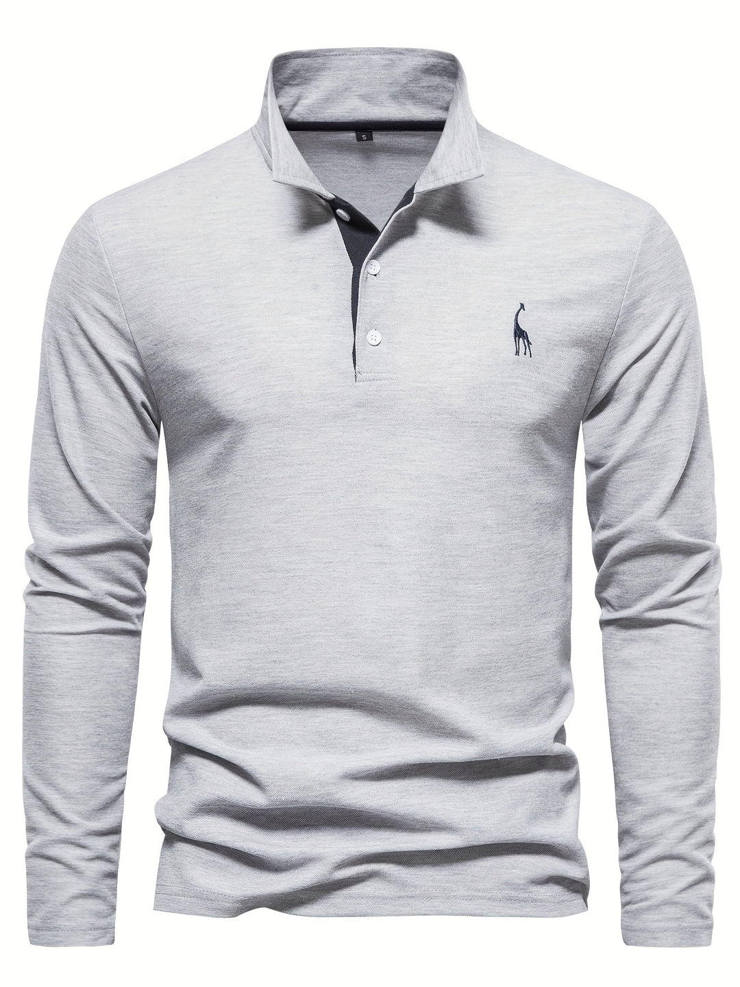 Herren Langarm Poloshirt mit Stickerei und Knopfleiste-Luzern Mode