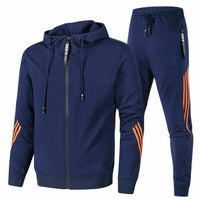 Herren Sportanzug Set mit Kapuzenjacke und Jogginghose-Blau-S-Luzern Mode