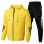 Herren Sportanzug Set mit Kapuzenjacke und Jogginghose-Gelb-S-Luzern Mode