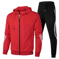 Herren Sportanzug Set mit Kapuzenjacke und Jogginghose-Rot-S-Luzern Mode