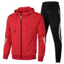 Herren Sportanzug Set mit Kapuzenjacke und Jogginghose-Rot-S-Luzern Mode