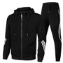 Herren Sportanzug Set mit Kapuzenjacke und Jogginghose-Schwarz-S-Luzern Mode