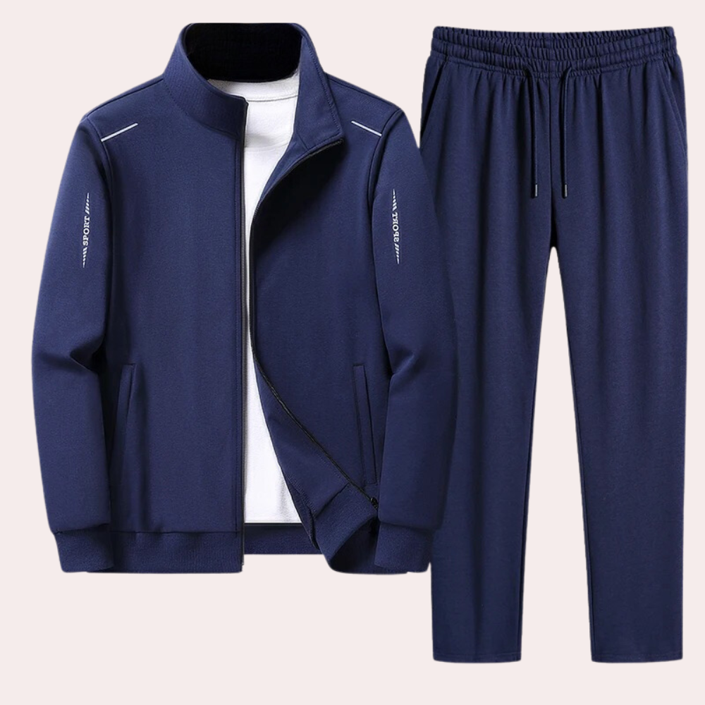 Herren Trainingsanzug Sportanzug Jogginganzug Fitness Set-Blau-M-Luzern Mode