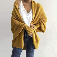 Oversized Damen Strickjacke - Bequemer Herbst-Cardigan-Gelb-One Size-Luzern Mode