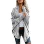 Oversized Damen Strickjacke - Bequemer Herbst-Cardigan-Grau-One Size-Luzern Mode