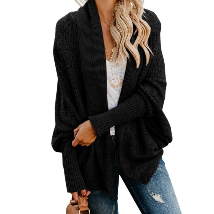 Oversized Damen Strickjacke - Bequemer Herbst-Cardigan-Schwarz-One Size-Luzern Mode