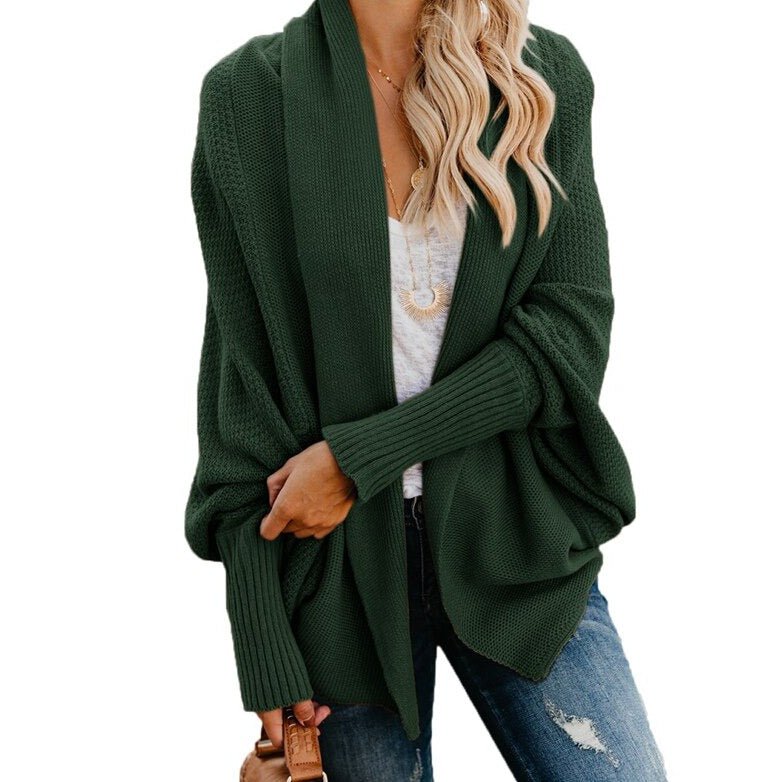 Oversized Damen Strickjacke - Bequemer Herbst-Cardigan-Türkis-One Size-Luzern Mode