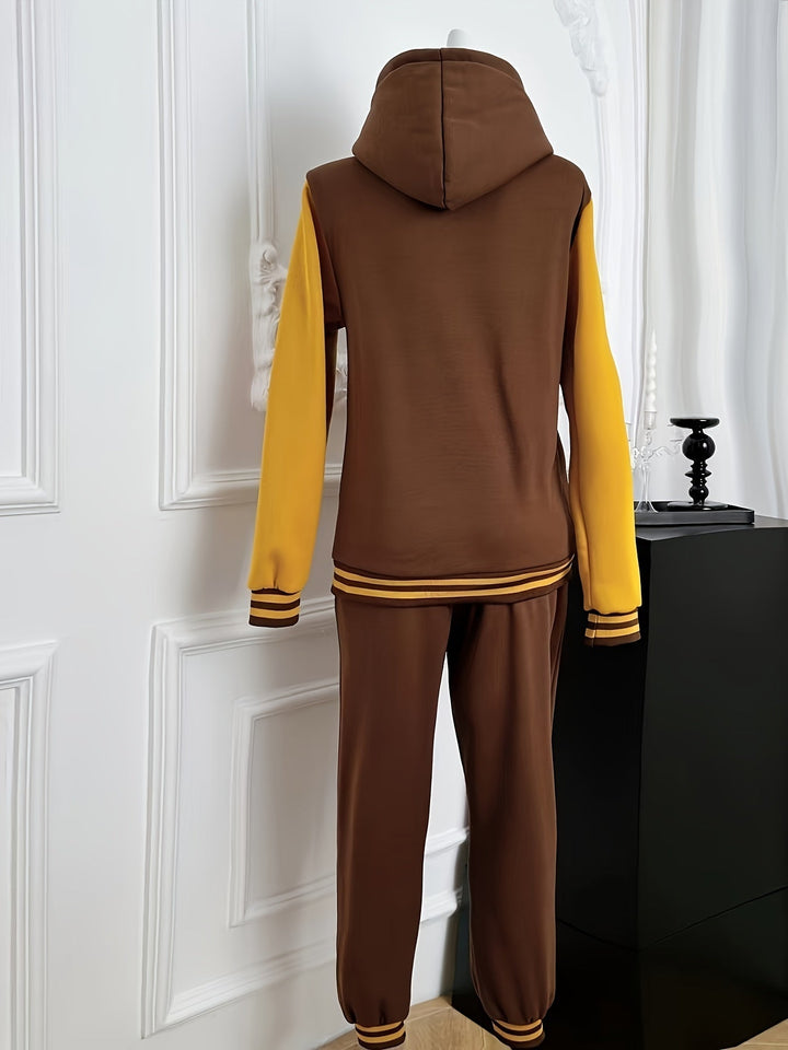 Unisex Collegejacke mit Streifenärmeln und Tasche-Luzern Mode