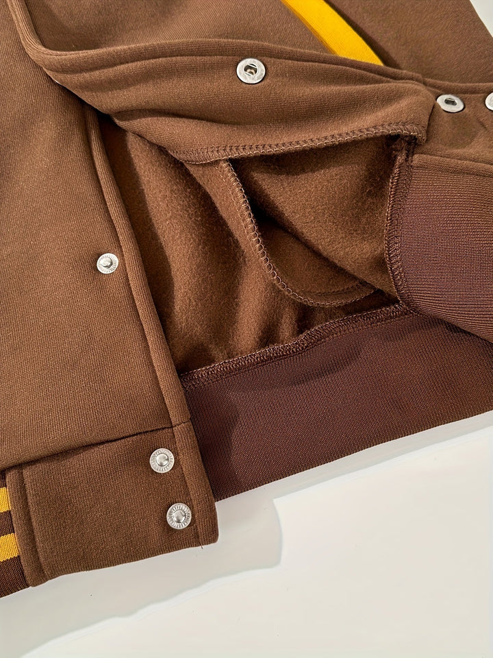 Unisex Collegejacke mit Streifenärmeln und Tasche-Luzern Mode