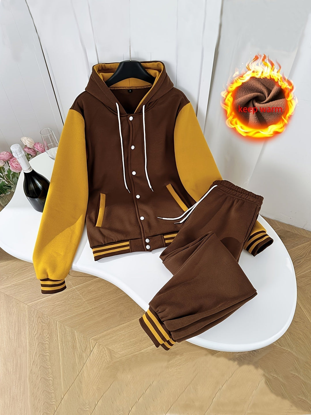Unisex Collegejacke mit Streifenärmeln und Tasche-S-Luzern Mode