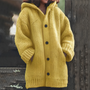 SEO-freundlicher Titel: Damen Strickjacke mit Kapuze und Knöpfen - Warm & Stilvoll-Gelb-S-Luzern Mode