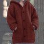 SEO-freundlicher Titel: Damen Strickjacke mit Kapuze und Knöpfen - Warm & Stilvoll-Rot-S-Luzern Mode